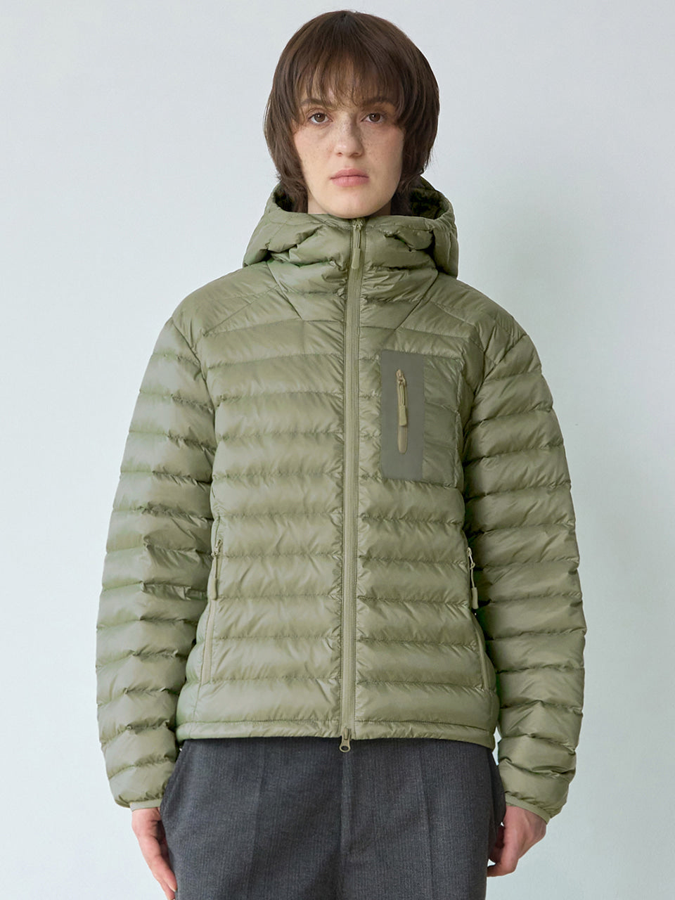 Light Hooded Down Jacket [Khaki]