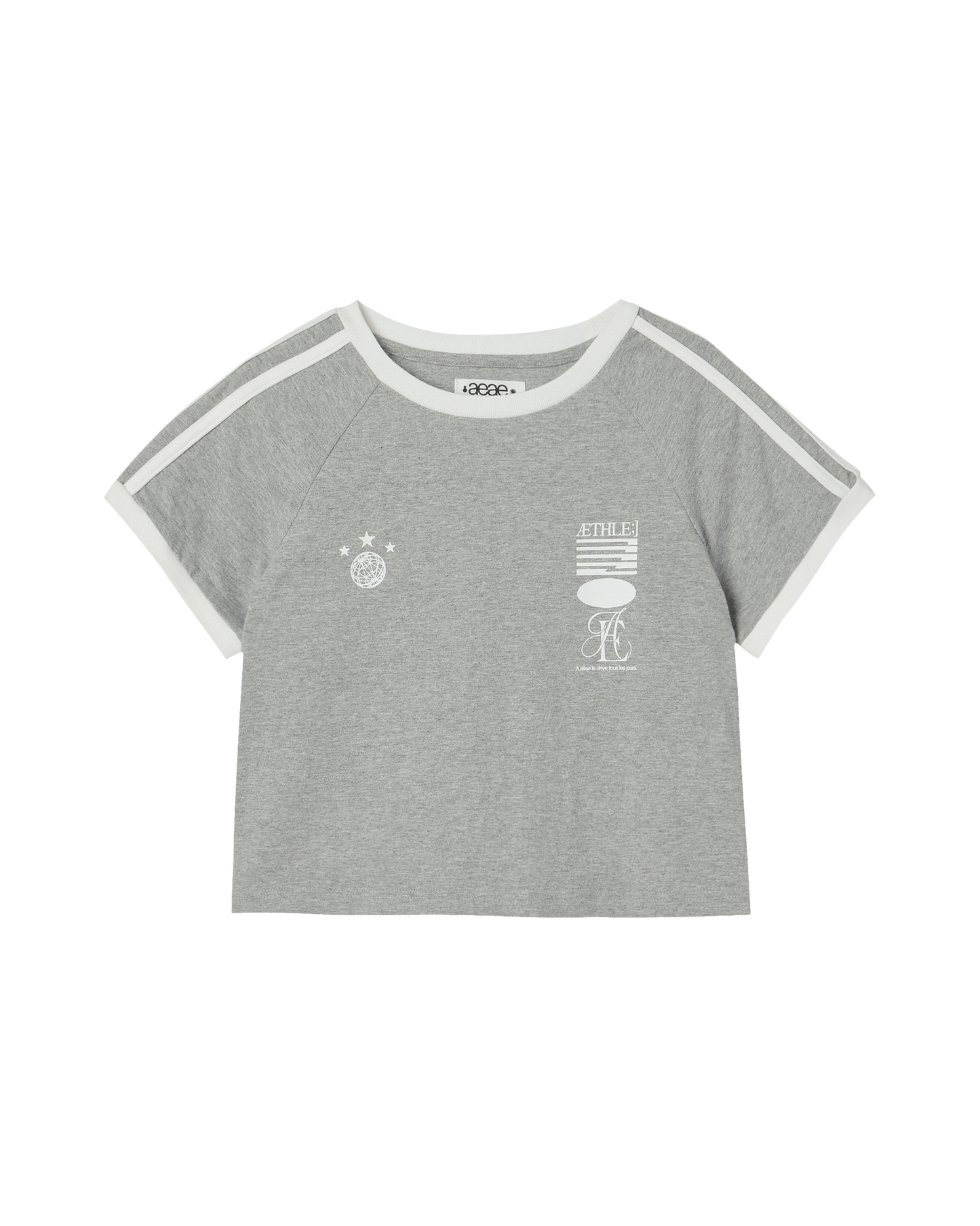 ATHLETE STRIPE HALF T-SHIRTS [MELANGE GREY]