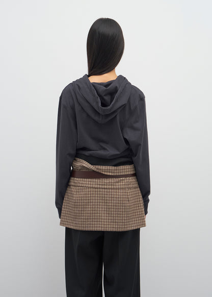 CHECKED LAYERED MINI SKIRT (BROWN)
