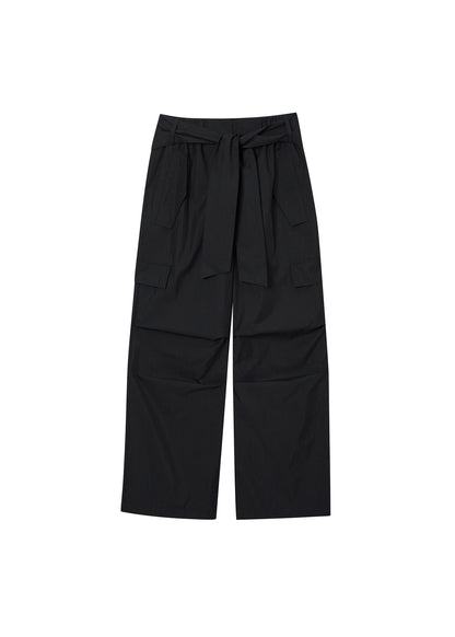 KNOT-DETAIL WIDE TROUSERS / 2 Color