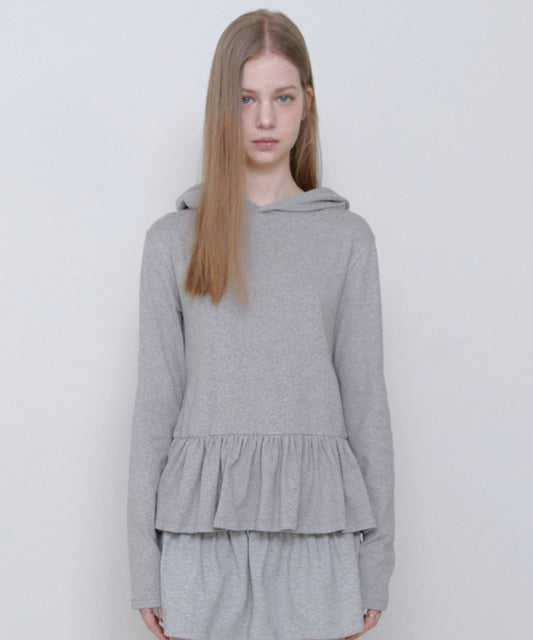RUFFLE HOODIE [GRAY]