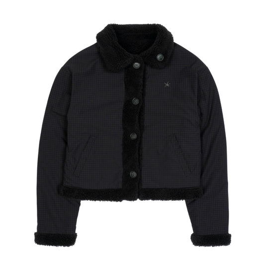 TCM reversible check fur jacket (black)