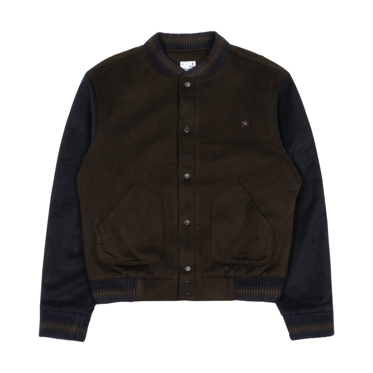 TCM mini logo varsity jacket (brown/navy)