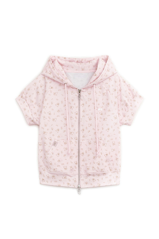 Korilakkuma printed hoodie zip-up (Pink)
