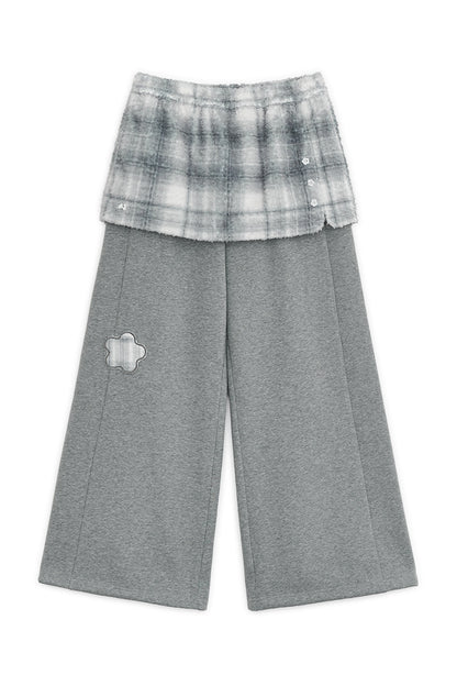 Fleece skirt jogger pants (Mint gray)