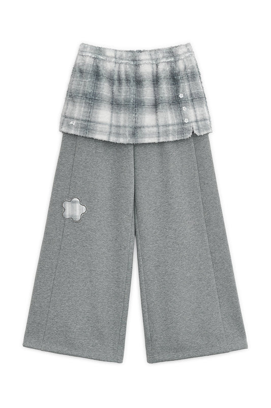 Fleece skirt jogger pants (Mint gray)