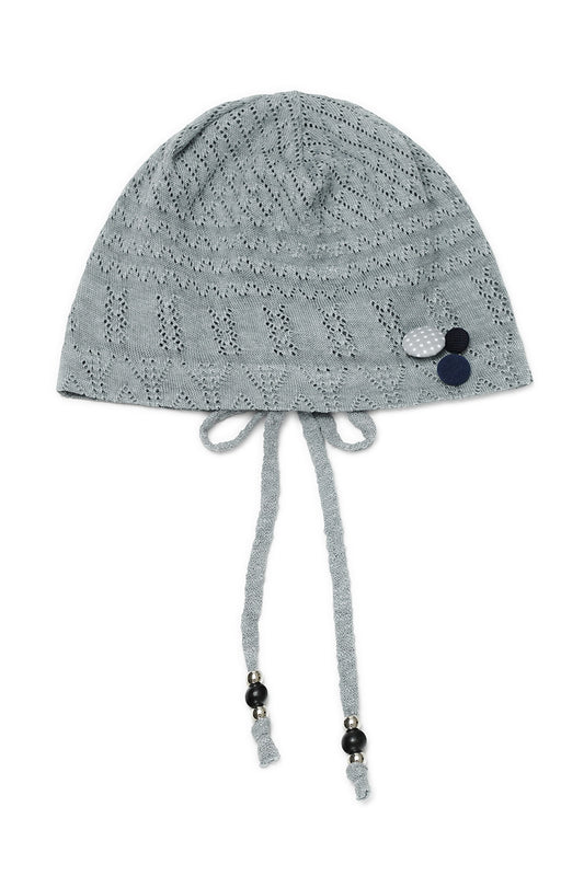 String brooch beanie (Blue)