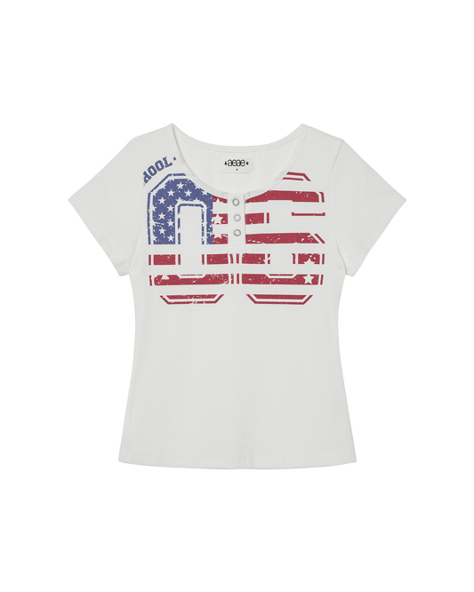 USA BANNER HENLY NECK TEE [WHITE]