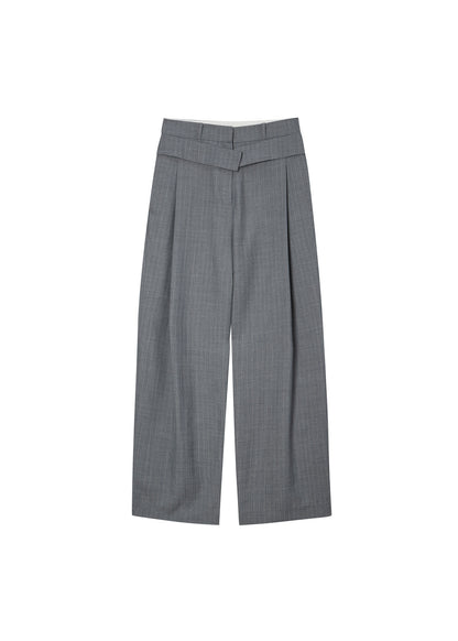 LAYERED WAIST DETAIL WIDE TROUSERS / 2 Color