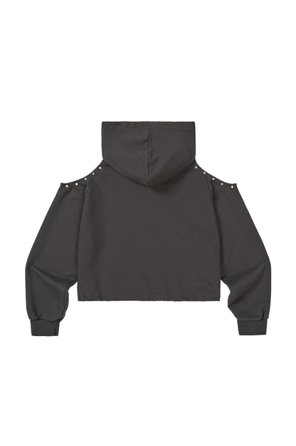 129 Cutout Overfit Hoodie / Charcoal