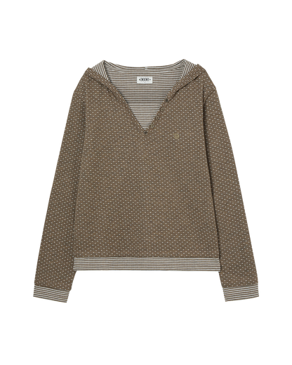 HOODED HENLEY NECK TEE [KHAKI]