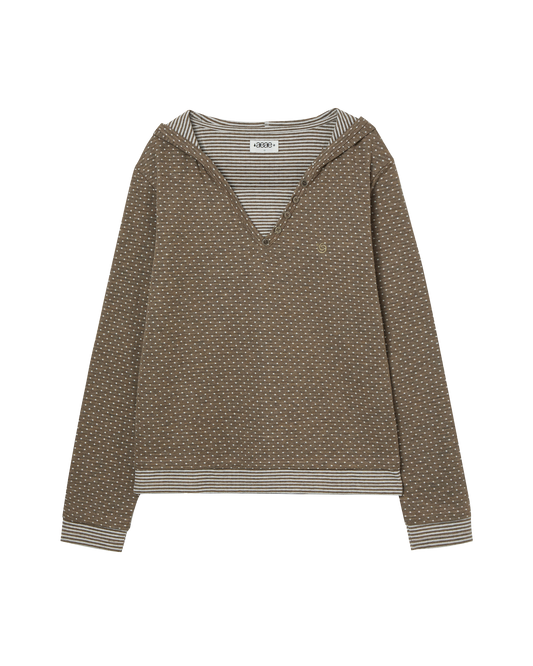 HOODED HENLEY NECK TEE [KHAKI]