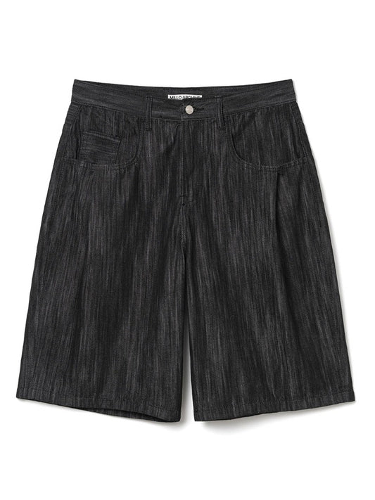Non Faded Denim Bermuda Pants [Black]