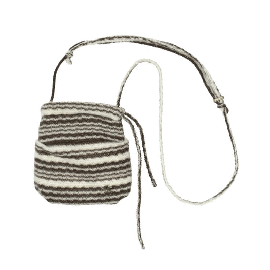 TCM stripe knit mini bag (brown)