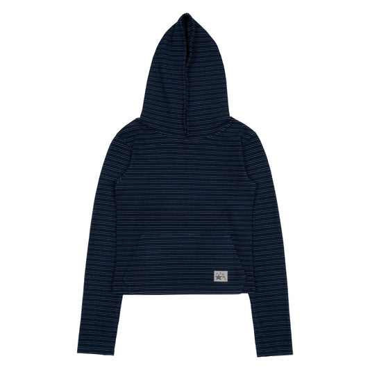 TCM stripe crop hoodie (navy)
