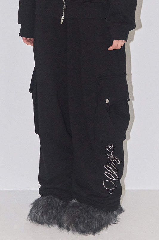 Studded cargo sweat pants Black