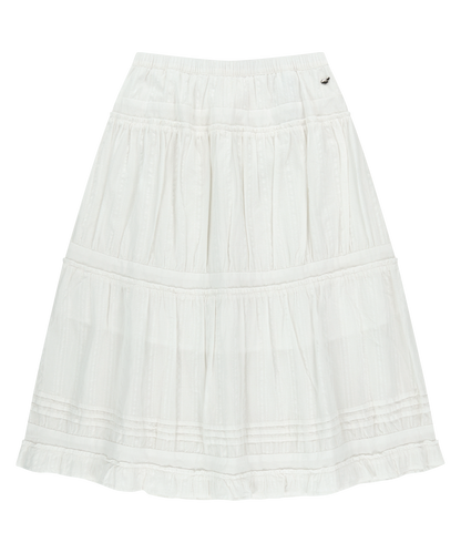 SHIRRING MIDI SKIRT WHITE 
