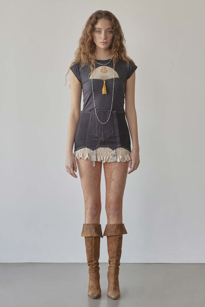 Zen Tassel Tee Charcoal