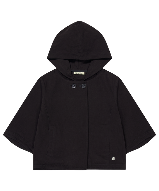HOODED CAPRI JACKET BLACK