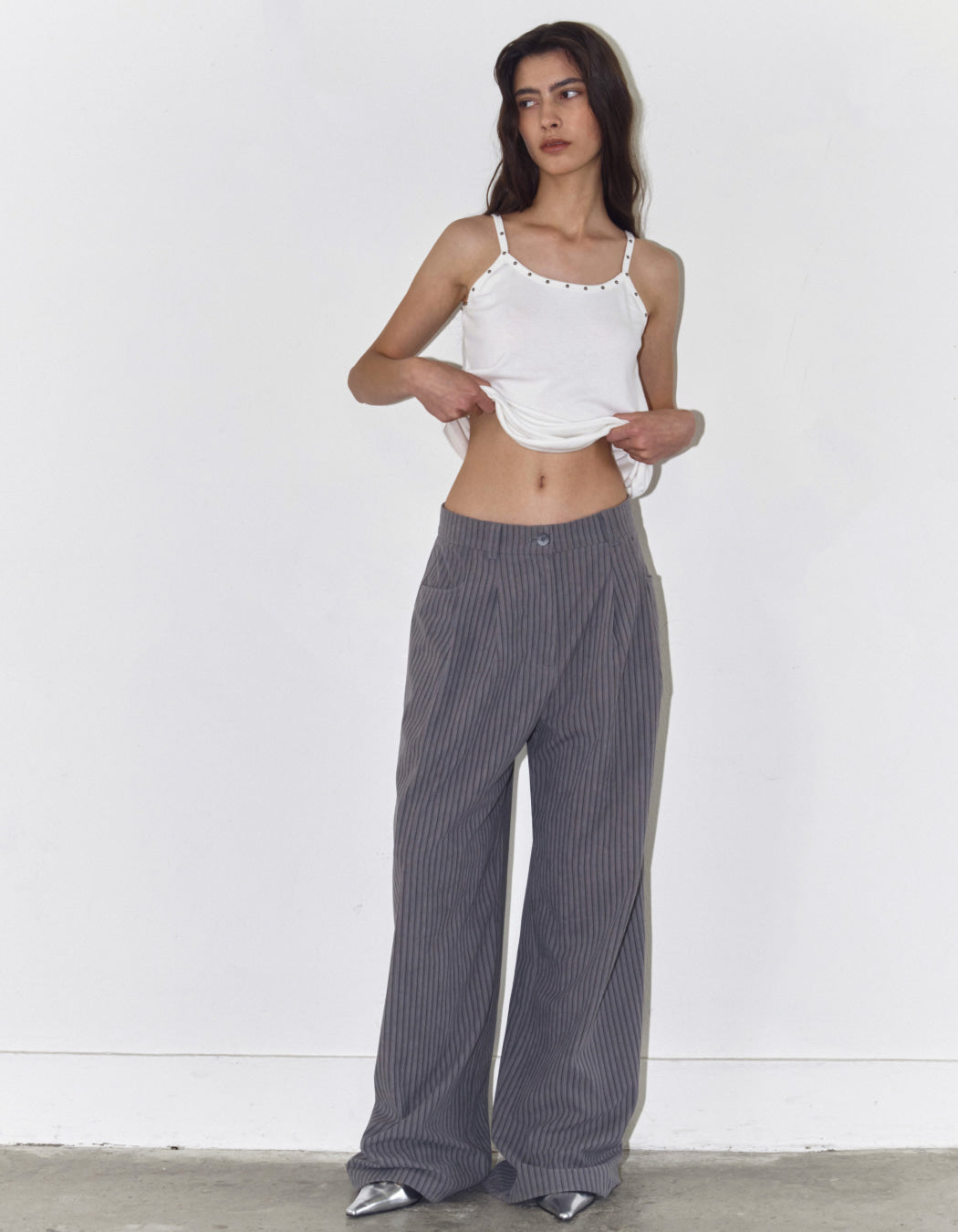 STRIPE OVERSIZED TUCK PANTS / 2 Color