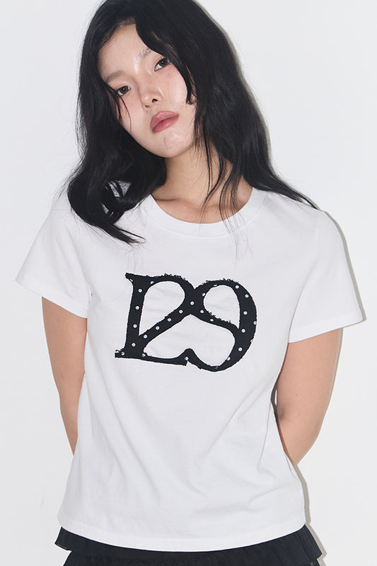 129 Logo Patch T-Shirt White Dot