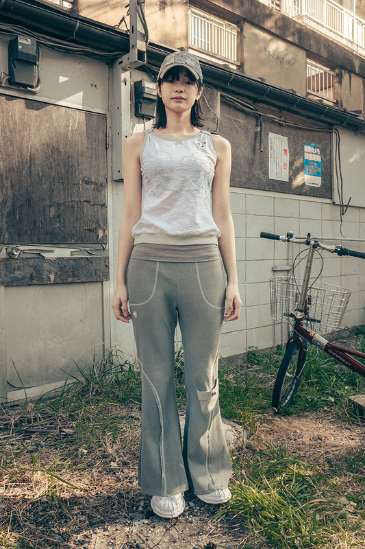 Pigment boots-cut pants (Khaki)