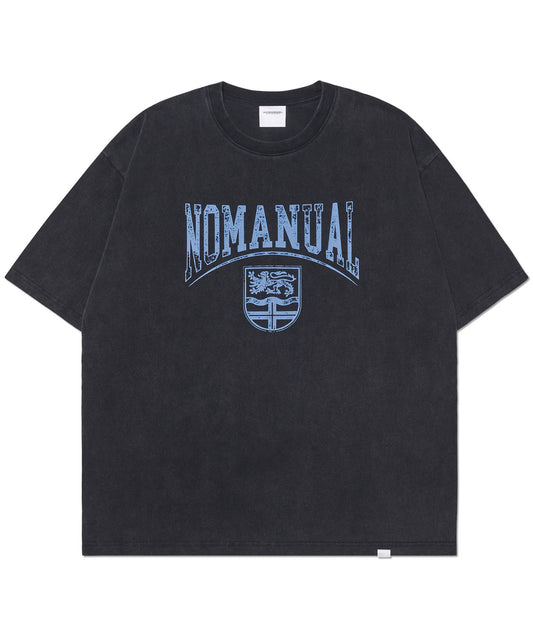 (6/2 deliver) EMBLEM WASHED T-SHIRT - WASHED BLACK