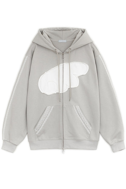Angel wing hoodie zip-up (Gray)