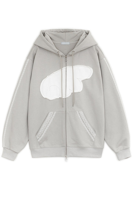 Angel wing hoodie zip-up (Gray)