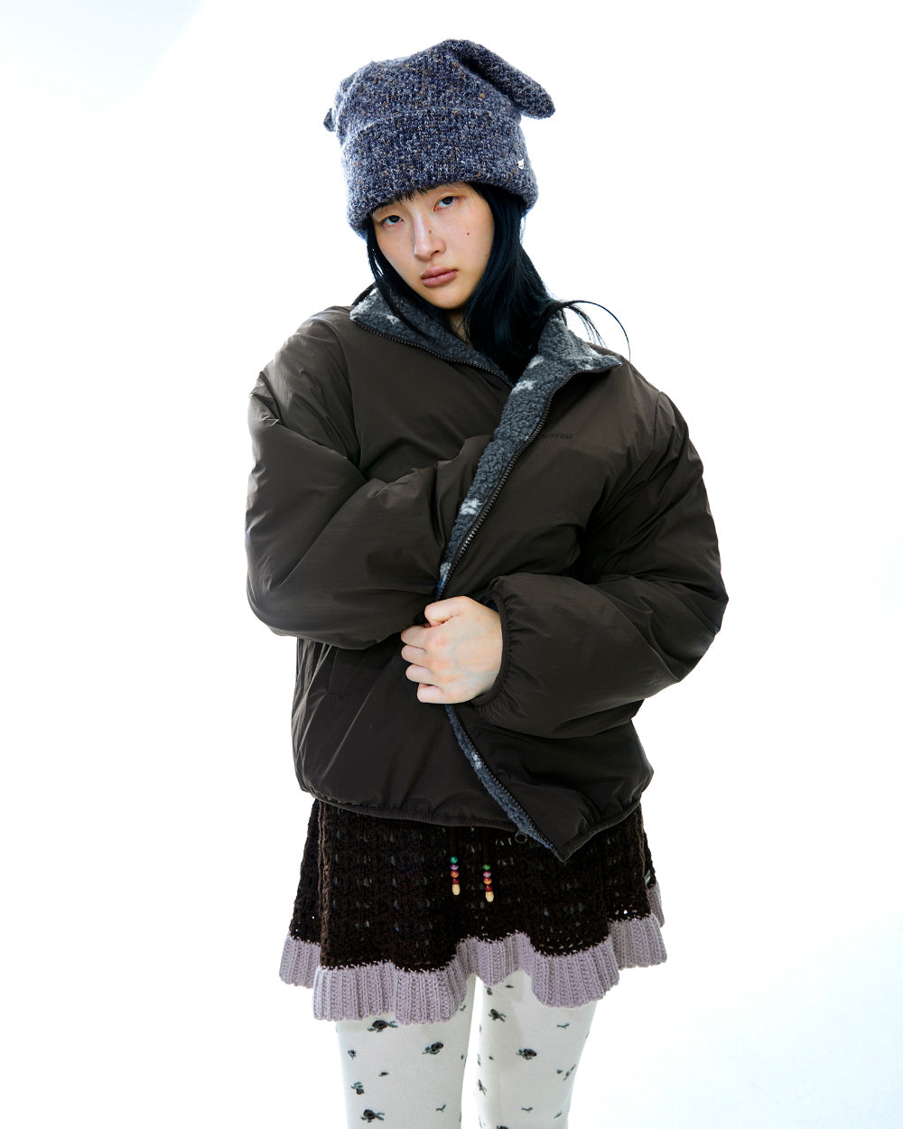 PETAL REVERSIBLE FLEECE JACKET GRAY
