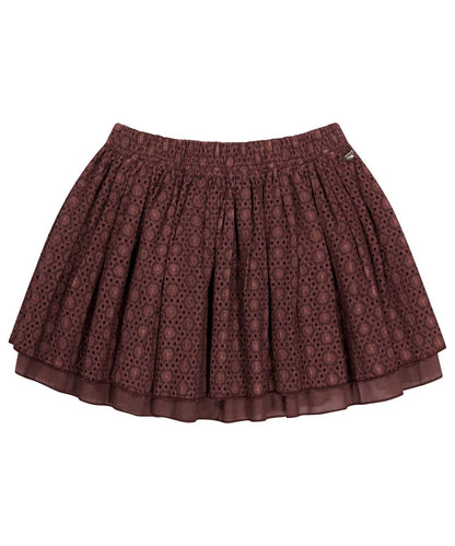 FLOWER PUNCHING SKIRT BURGUNDY