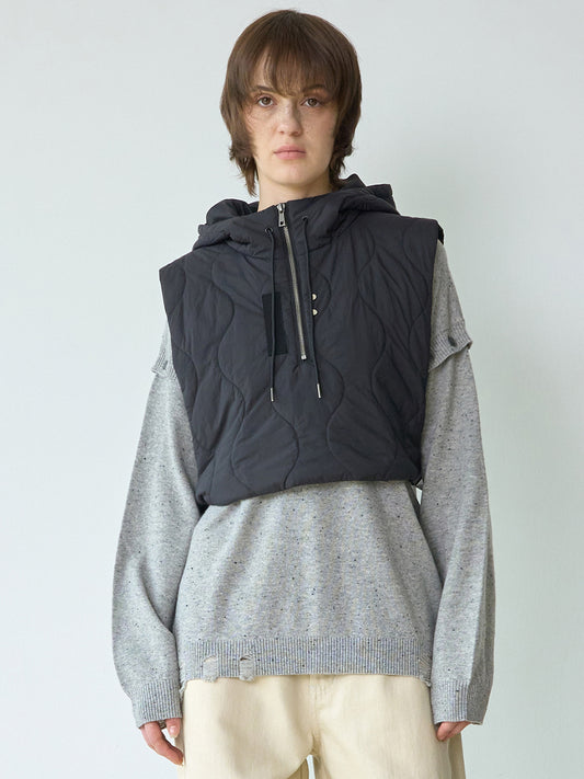 Puff Hoodie Vest [Black]