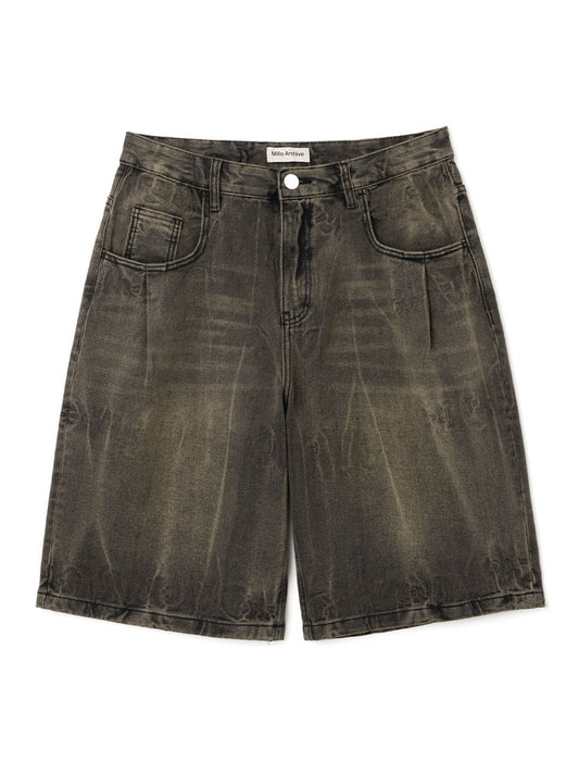 Denim Bermuda Pants [Washed Brown]