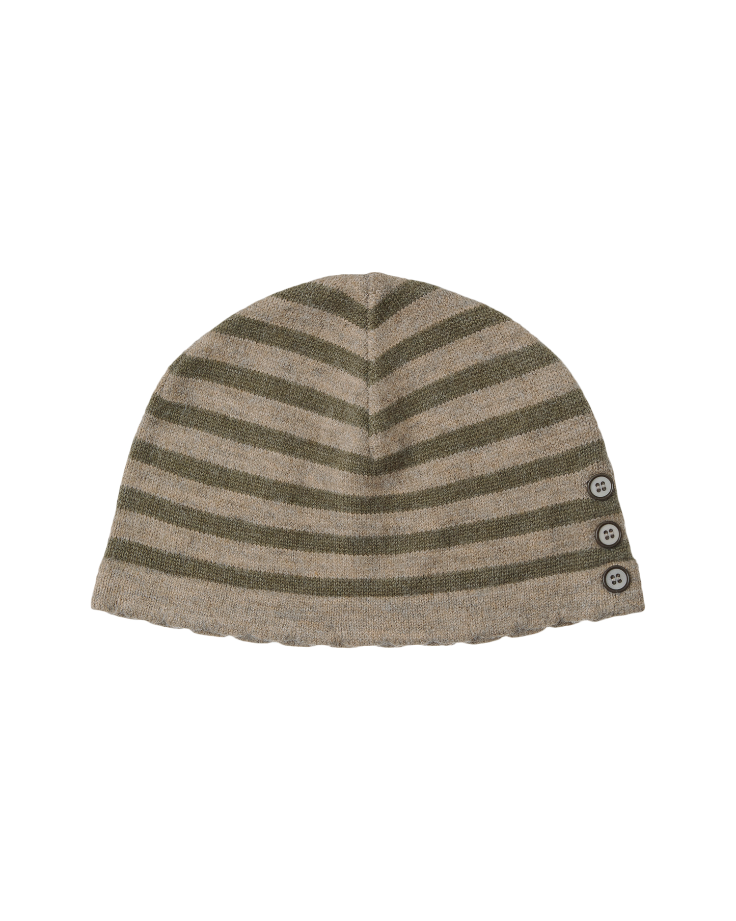 STRIPE BUTTON BEANIE [KHAKI]
