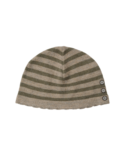 STRIPE BUTTON BEANIE [KHAKI]