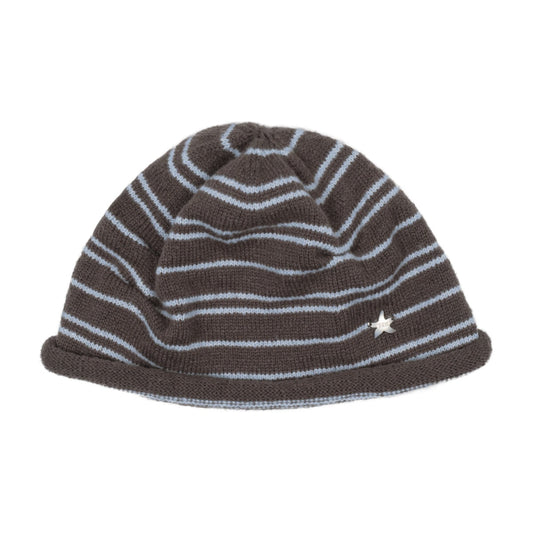 TCM stripe bottle beanie (brown/blue)