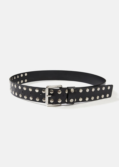 Double Studded Leather Belt / Black