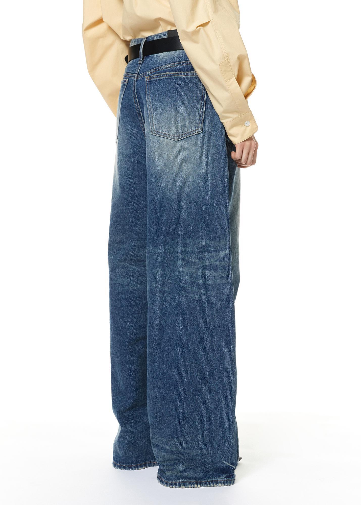 WIDE-LEG DENIM TROUSERS (BLUE)