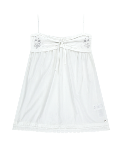 SOLAR STITCH MINI DRESS WHITE