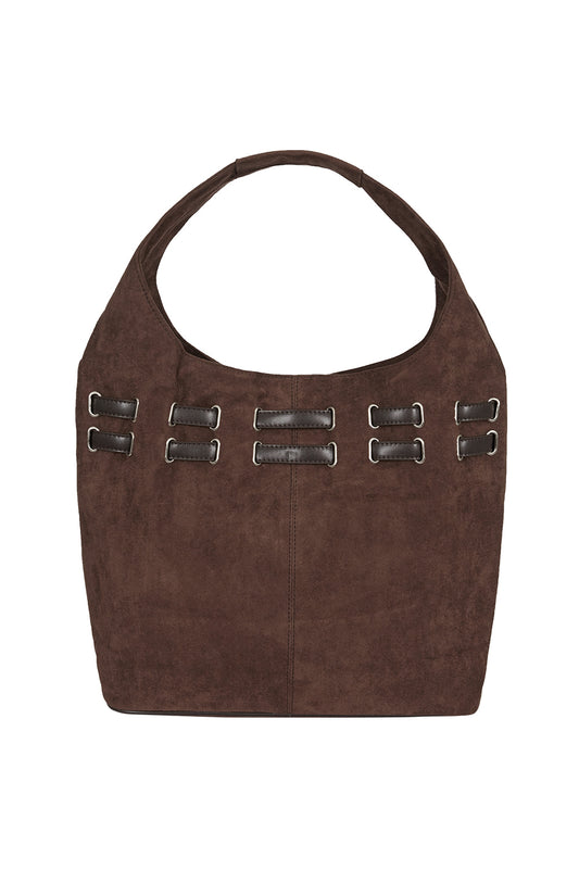 Belted Suede Shoulder Back Brown