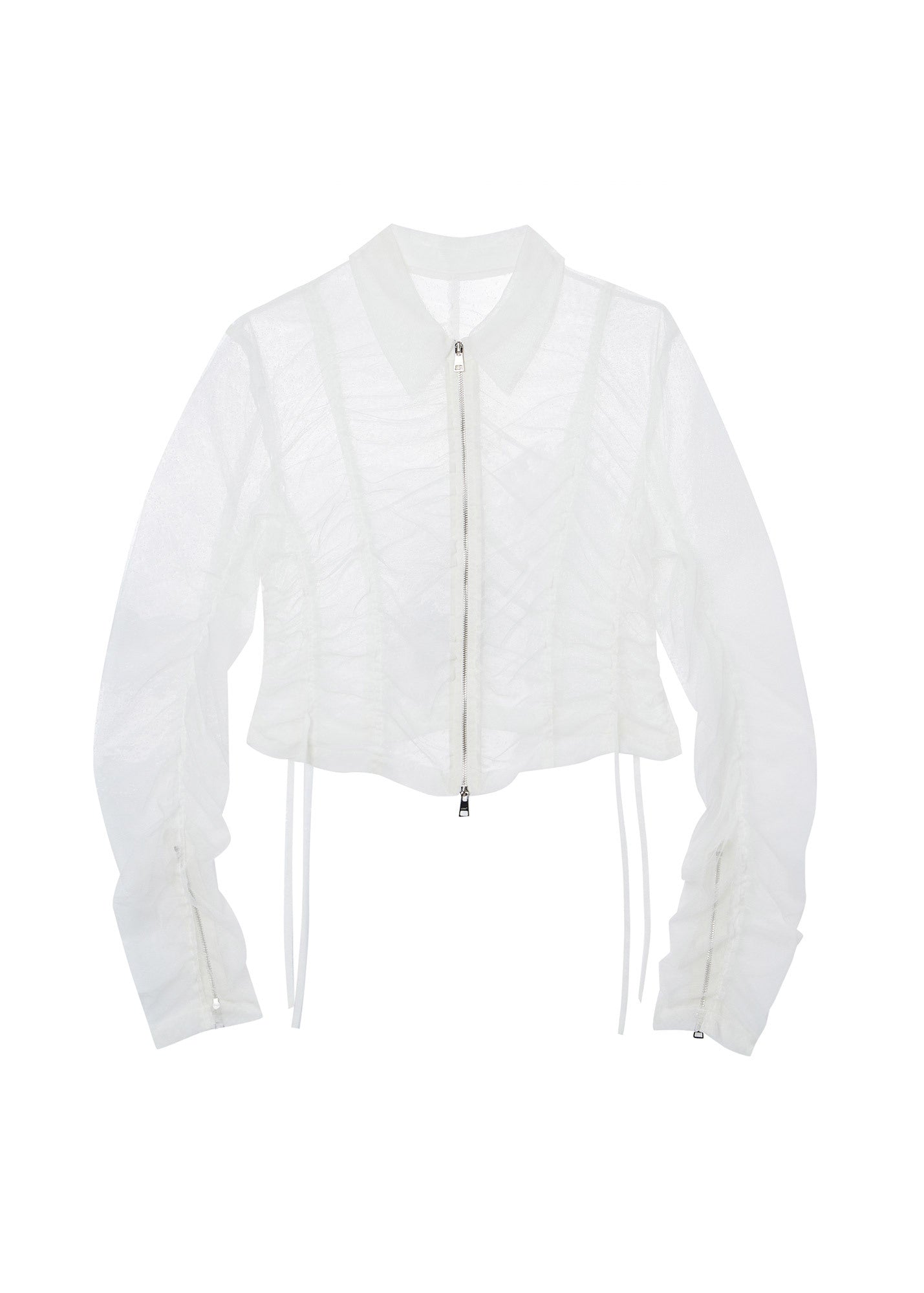 MESH SHIRRING ZIP-UP JACKET / 2 Color