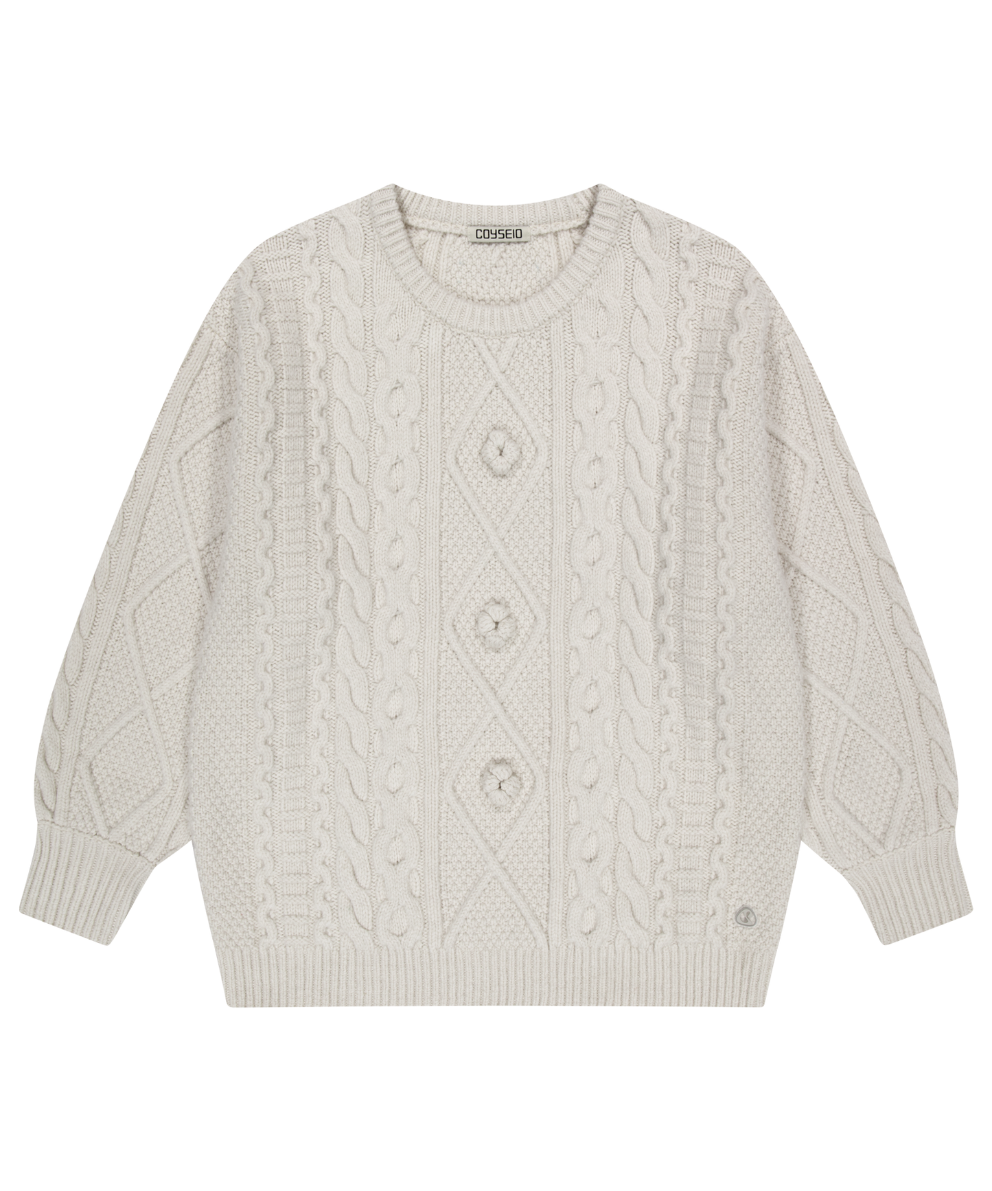 POMPOM CABLE KNIT IVORY