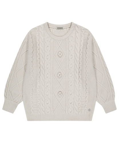 POMPOM CABLE KNIT IVORY