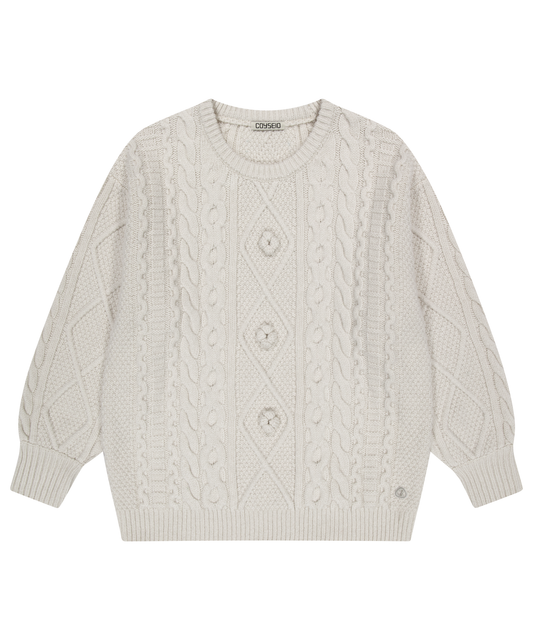 POMPOM CABLE KNIT IVORY
