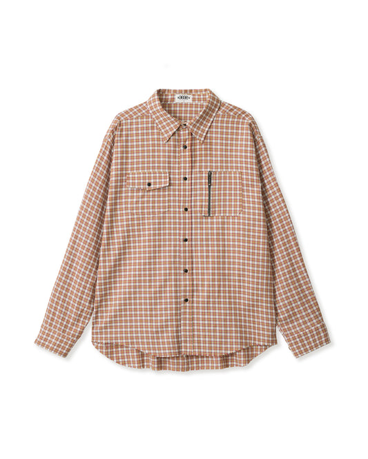 ZIP POCKET CHECK SHIRTS [WHITE]