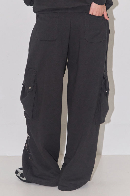 Stud cargo sweat pants Charcoal