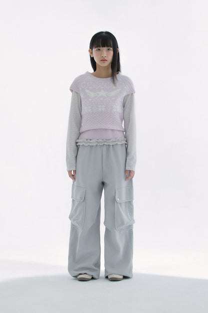 Star-wing knit top (Pink)