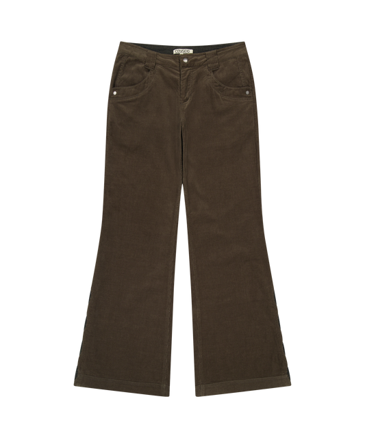 LEAF CUT CORDUROY PANTS BROWN