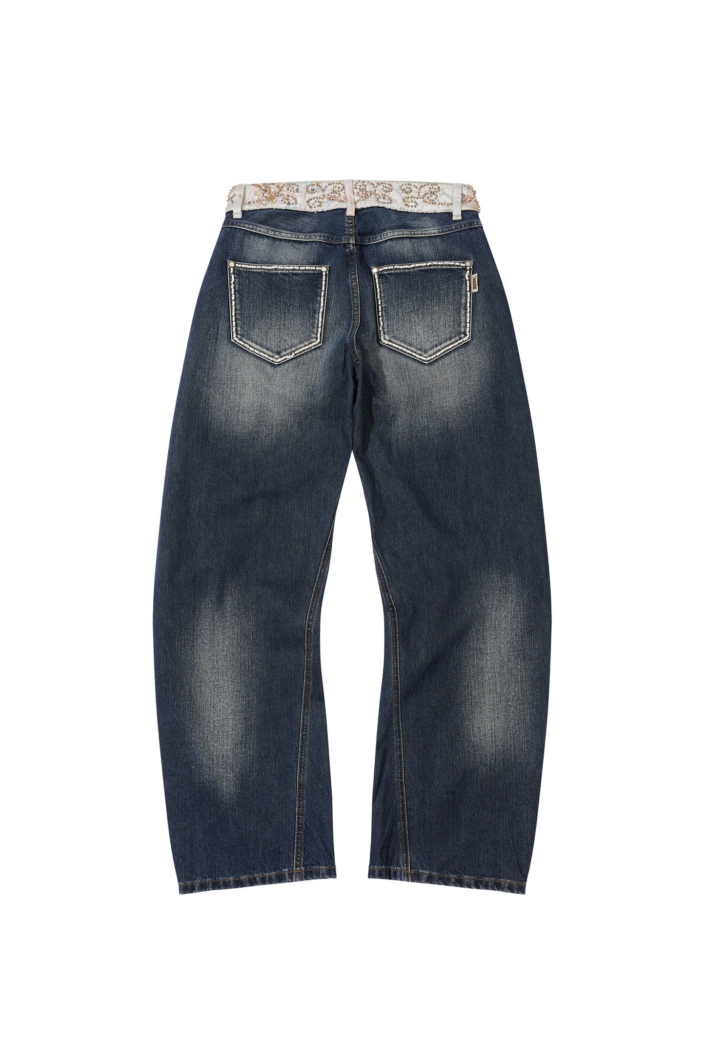 Beaded Waist Denim Pants / Indigo Blue