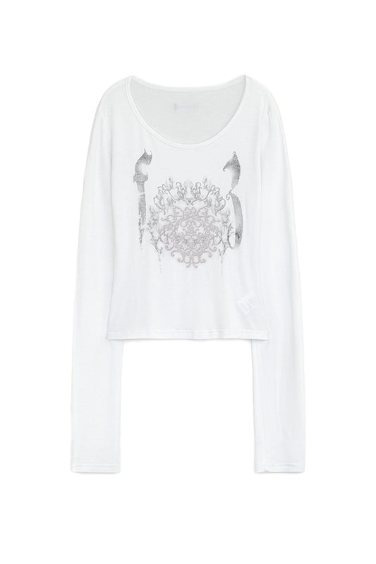 Ornament printed top (White)